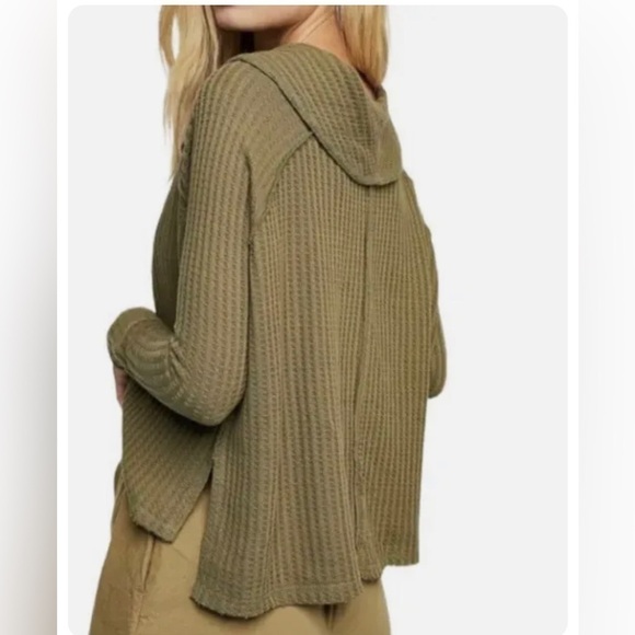 We The Free Olive Green Waffle Knit Top - Picture 2 of 6